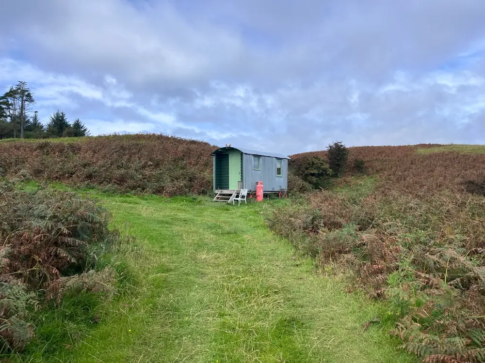 A caravan home in a field